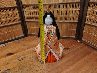 Authentic Japanese Vintage Kimekomi Silk Doll Hina Princess Figurine