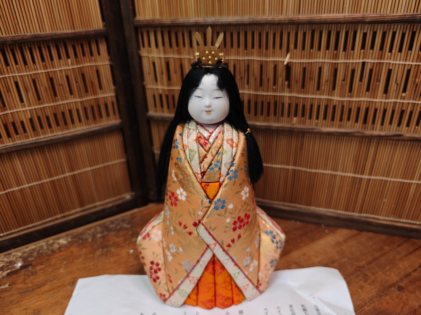 Authentic Japanese Vintage Kimekomi Silk Doll Hina Princess Figurine