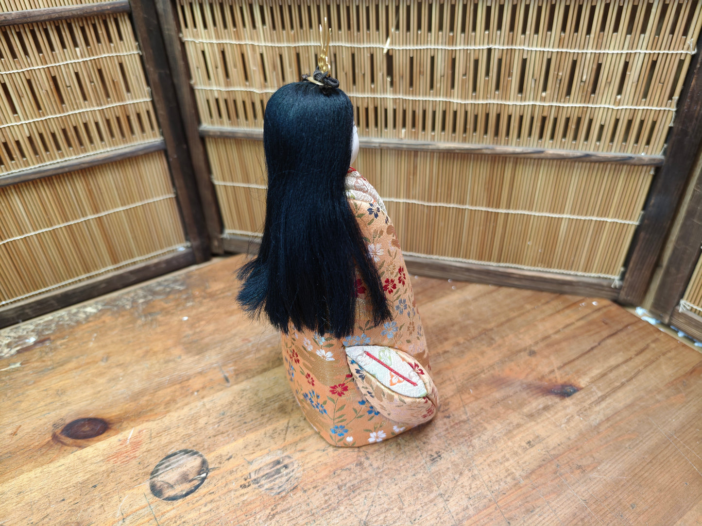 Authentic Japanese Vintage Kimekomi Silk Doll Hina Princess Figurine