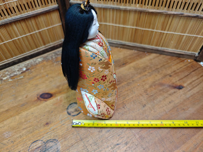 Authentic Japanese Vintage Kimekomi Silk Doll Hina Princess Figurine