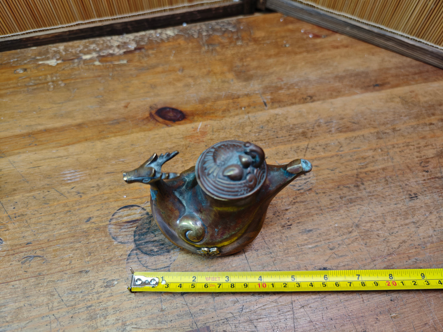 Authentic Meiji Bronze Dragon Soy Sauce Dispenser Antique Japan