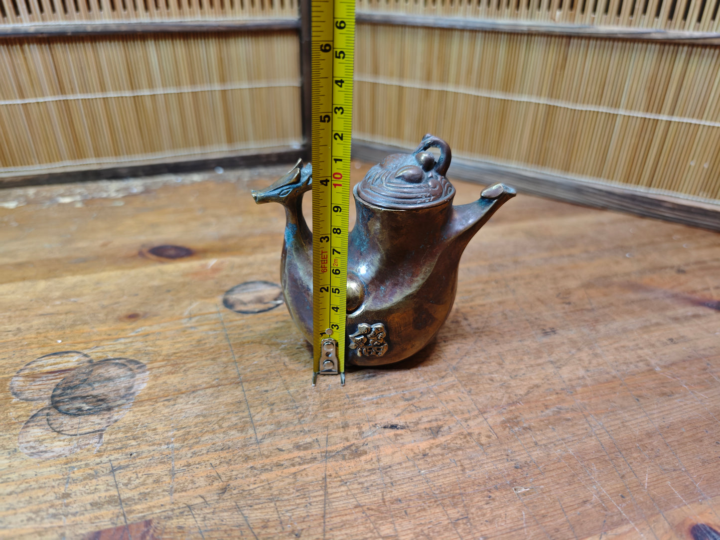 Authentic Meiji Bronze Dragon Soy Sauce Dispenser Antique Japan
