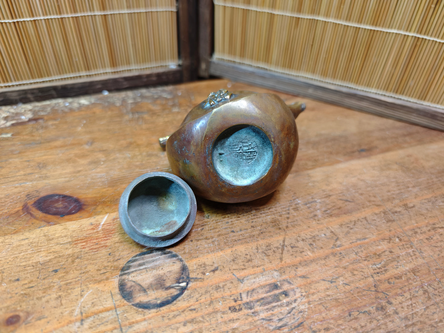 Authentic Meiji Bronze Dragon Soy Sauce Dispenser Antique Japan