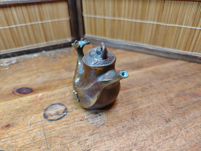 Authentic Meiji Bronze Dragon Soy Sauce Dispenser Antique Japan