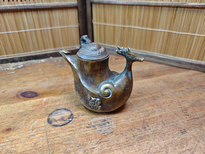 Authentic Meiji Bronze Dragon Soy Sauce Dispenser Antique Japan