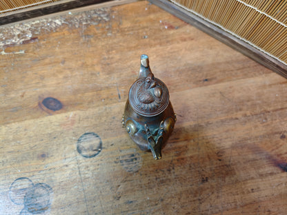 Authentic Meiji Bronze Dragon Soy Sauce Dispenser Antique Japan