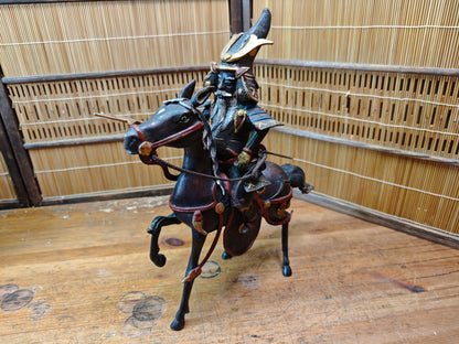 Authentic Meiji Samurai Horse Bronze Statue Kato Kiyomasa JP Antique