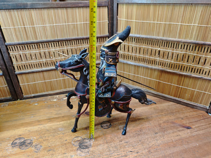 Authentic Meiji Samurai Horse Bronze Statue Kato Kiyomasa JP Antique