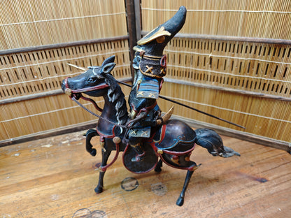 Authentic Meiji Samurai Horse Bronze Statue Kato Kiyomasa JP Antique