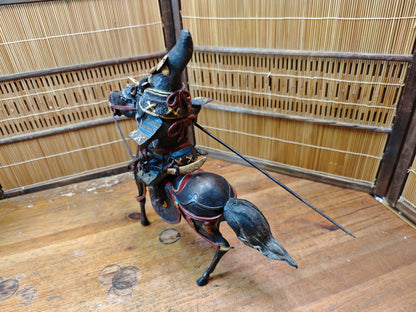 Authentic Meiji Samurai Horse Bronze Statue Kato Kiyomasa JP Antique
