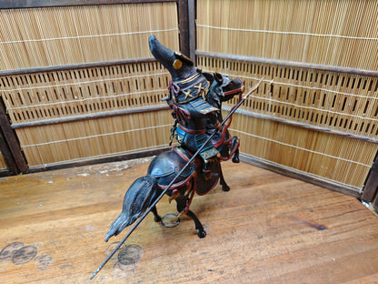 Authentic Meiji Samurai Horse Bronze Statue Kato Kiyomasa JP Antique