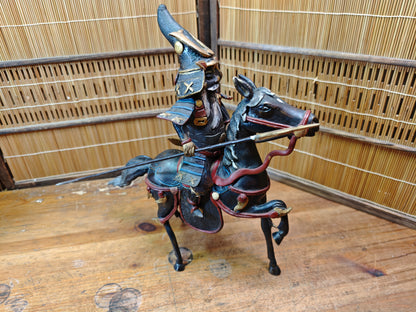 Authentic Meiji Samurai Horse Bronze Statue Kato Kiyomasa JP Antique