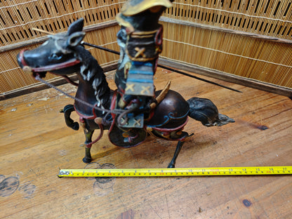 Authentic Meiji Samurai Horse Bronze Statue Kato Kiyomasa JP Antique