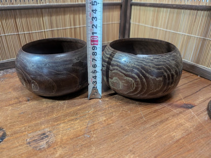 Vintage Japanese Go Game Wooden Bowl Set Bamboo Wood Made in Japan