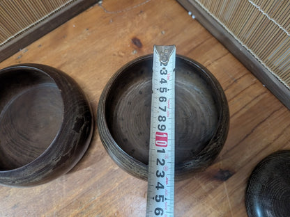 Vintage Japanese Go Game Wooden Bowl Set Bamboo Wood Made in Japan