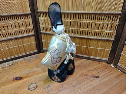 Authentic Vintage  Japanese Kimekomi Silk Doll Imperial Court Figure
