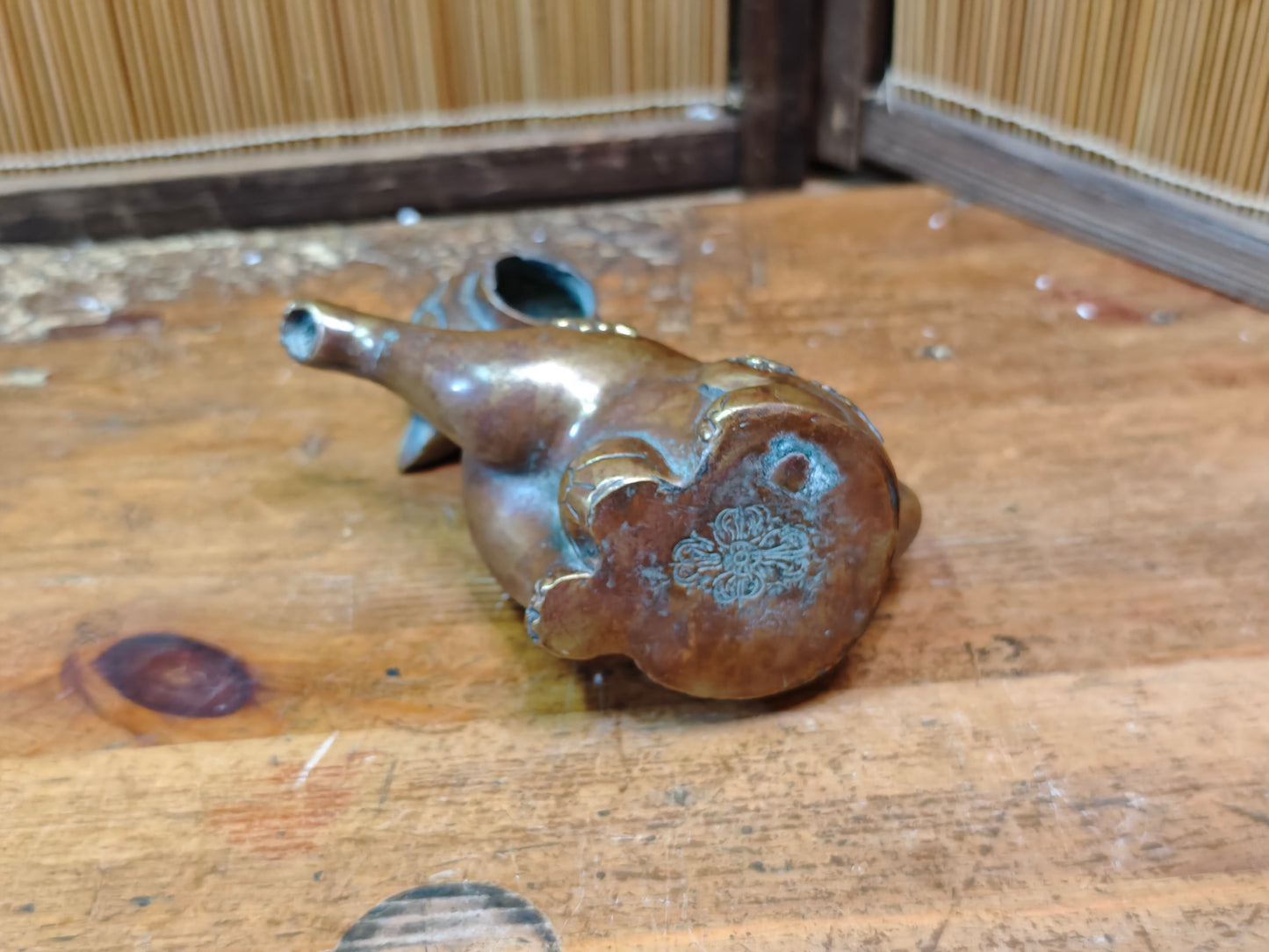 Authentic Meiji Bronze Cat Soy Sauce Dispenser Antique Japan 1900s