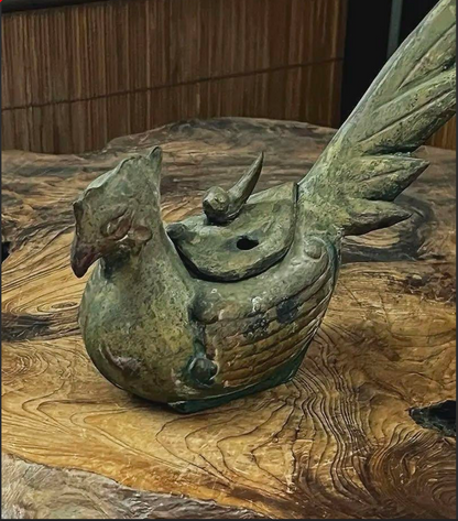 Antique Japanese Phoenix Incense Burner Steel Kōro 1920s  Hō-ō