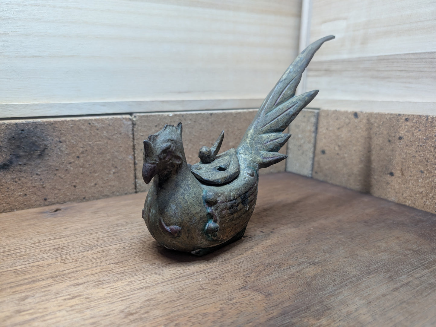 Antique Japanese Phoenix Incense Burner Steel Kōro 1920s  Hō-ō