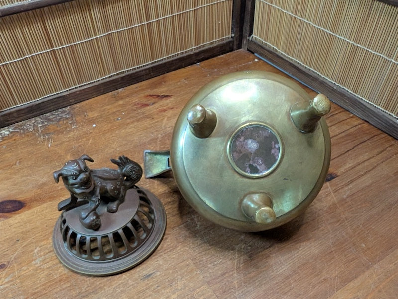 Rare Chinese Bronze Shishi Incense Burner Signed Republic Period Decor