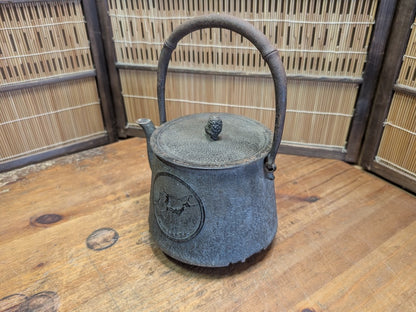 Japanese Tetsubin Nambu Tekki Cast Iron Kettle Map of Japan Design