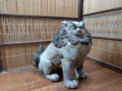 Antique Japanese Komainu Shisa 1800s Edo Meiji Mino Ware Guardian Statue