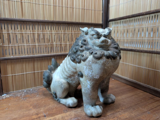 Antique Japanese Komainu Shisa 1800s Edo Meiji Mino Ware Guardian Statue