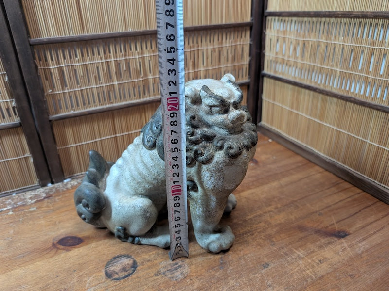 Antique Japanese Komainu Shisa 1800s Edo Meiji Mino Ware Guardian Statue