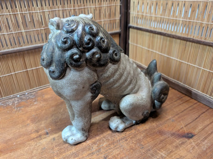 Antique Japanese Komainu Shisa 1800s Edo Meiji Mino Ware Guardian Statue