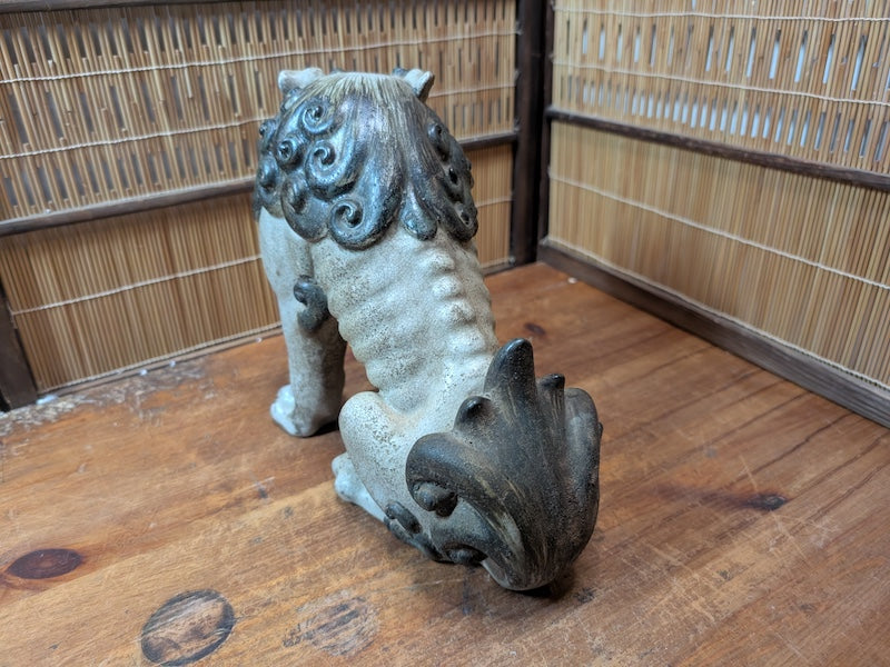 Antique Japanese Komainu Shisa 1800s Edo Meiji Mino Ware Guardian Statue