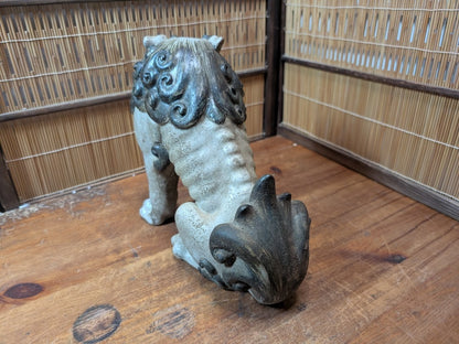 Antique Japanese Komainu Shisa 1800s Edo Meiji Mino Ware Guardian Statue