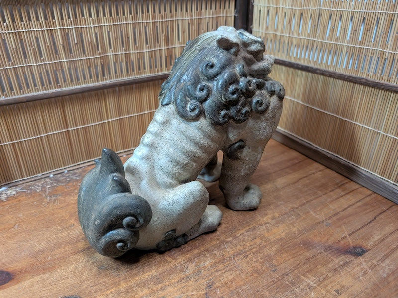 Antique Japanese Komainu Shisa 1800s Edo Meiji Mino Ware Guardian Statue