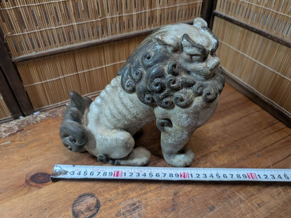 Antique Japanese Komainu Shisa 1800s Edo Meiji Mino Ware Guardian Statue