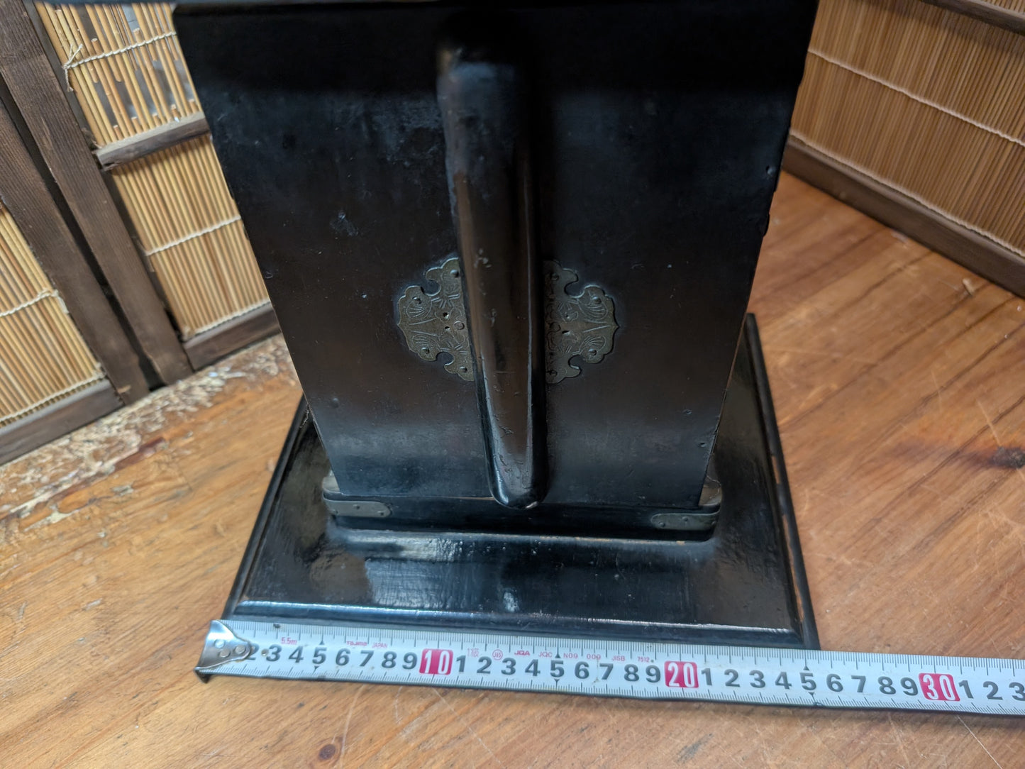 1800s Japanese Lacquered Home Shrine Altar with Brass Buddha Antique Japan