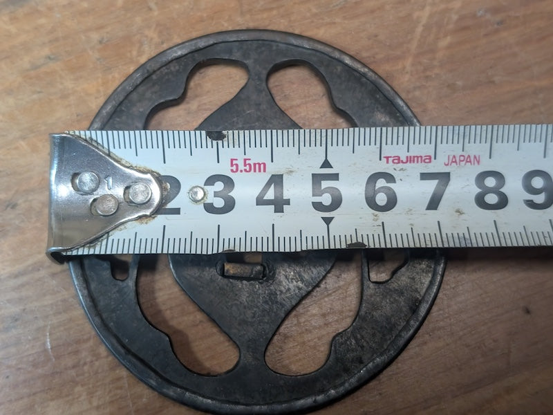 Antique Edo Period Sukashi Tsuba Iron Samurai Sword Guard 1800s Japan