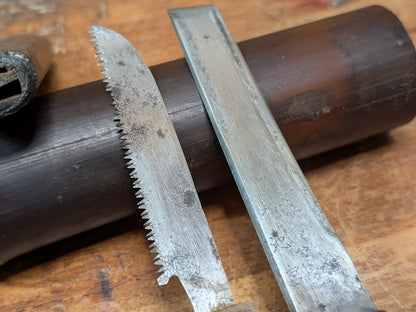 Japanese Carving Tool Hidden Saw Edo Meiji Antique Woodcraft Made in Japan