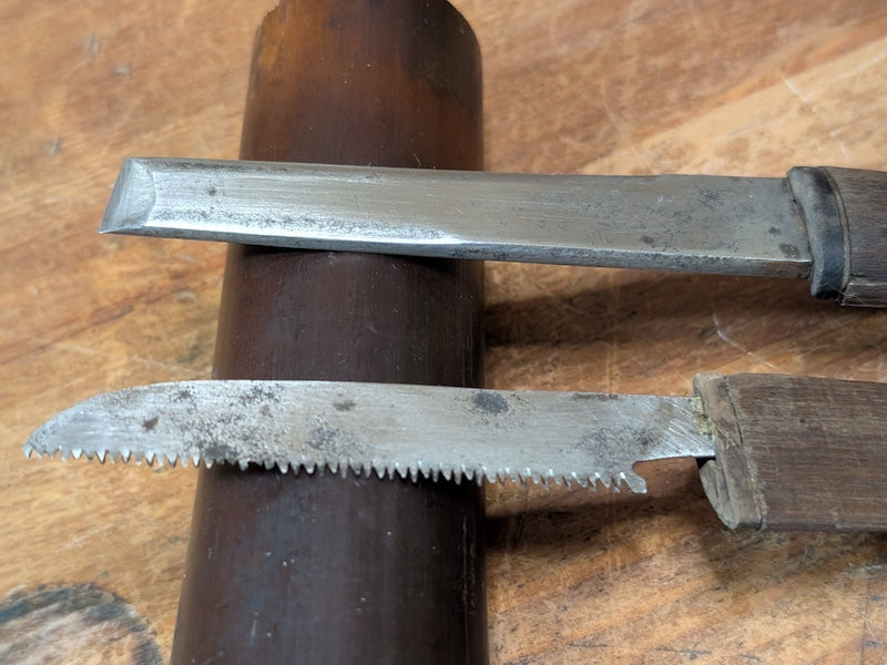 Japanese Carving Tool Hidden Saw Edo Meiji Antique Woodcraft Made in Japan