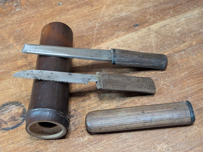Japanese Carving Tool Hidden Saw Edo Meiji Antique Woodcraft Made in Japan