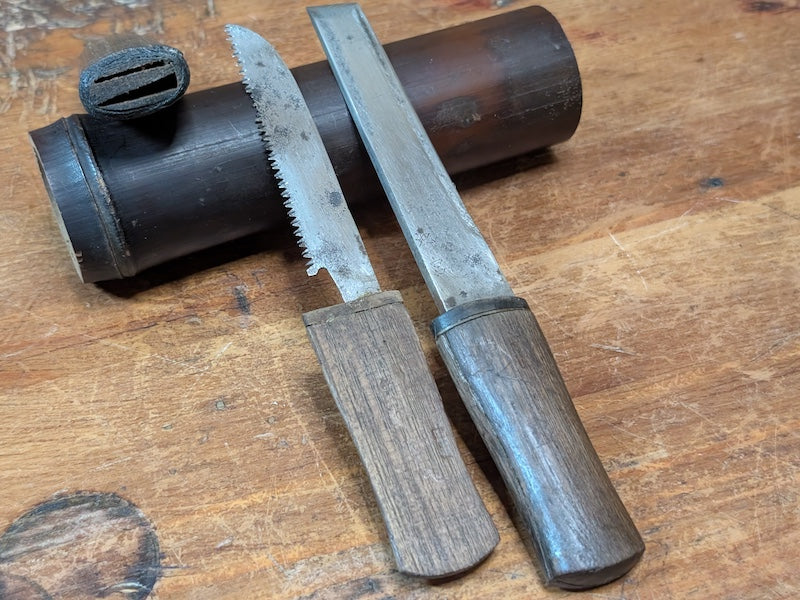 Japanese Carving Tool Hidden Saw Edo Meiji Antique Woodcraft Made in Japan