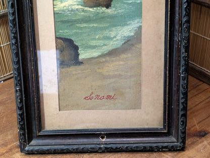 Rare 1800s Japanese Oil Painting Fuji Mountain Kakejiku Scroll Signed Antique