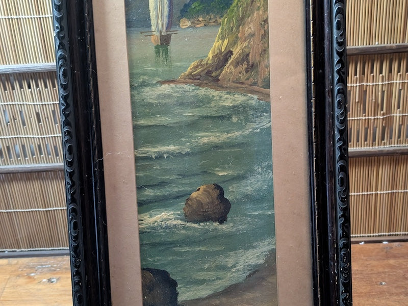 Rare 1800s Japanese Oil Painting Fuji Mountain Kakejiku Scroll Signed Antique