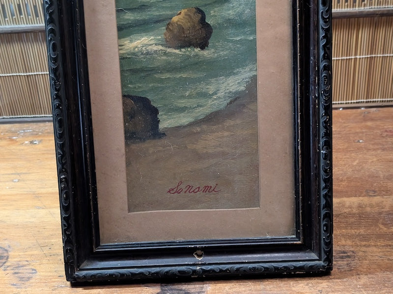 Rare 1800s Japanese Oil Painting Fuji Mountain Kakejiku Scroll Signed Antique