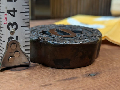 1800s Samurai Bronze Suiteki Tsuba Water Dropper Edo Meiji Japanese Antique
