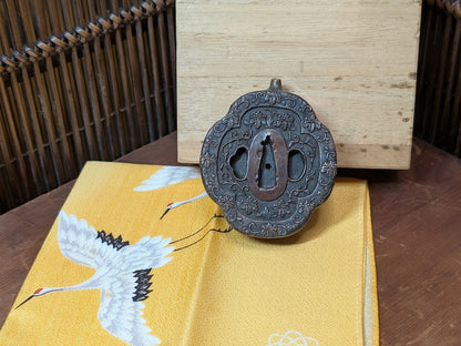 1800s Samurai Bronze Suiteki Tsuba Water Dropper Edo Meiji Japanese Antique