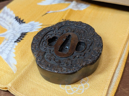 1800s Samurai Bronze Suiteki Tsuba Water Dropper Edo Meiji Japanese Antique
