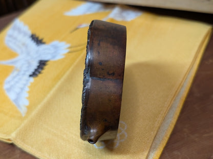 1800s Samurai Bronze Suiteki Tsuba Water Dropper Edo Meiji Japanese Antique