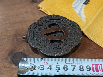 1800s Samurai Bronze Suiteki Tsuba Water Dropper Edo Meiji Japanese Antique