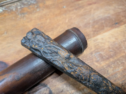 1900s Antique Japanese Tessen Iron Fan Samurai Era Metal War Fan Artifact