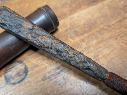 1900s Antique Japanese Tessen Iron Fan Samurai Era Metal War Fan Artifact