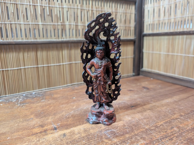 Rare 1920s Japanese Fudo Myoo Bronze Statue Naritasan Temple Artifact